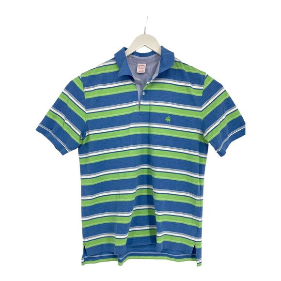 Brooks Brothers Mens Extra Large Performance Polo Blue Stripe Short Sleeve Shirt - Picture 1 of 7